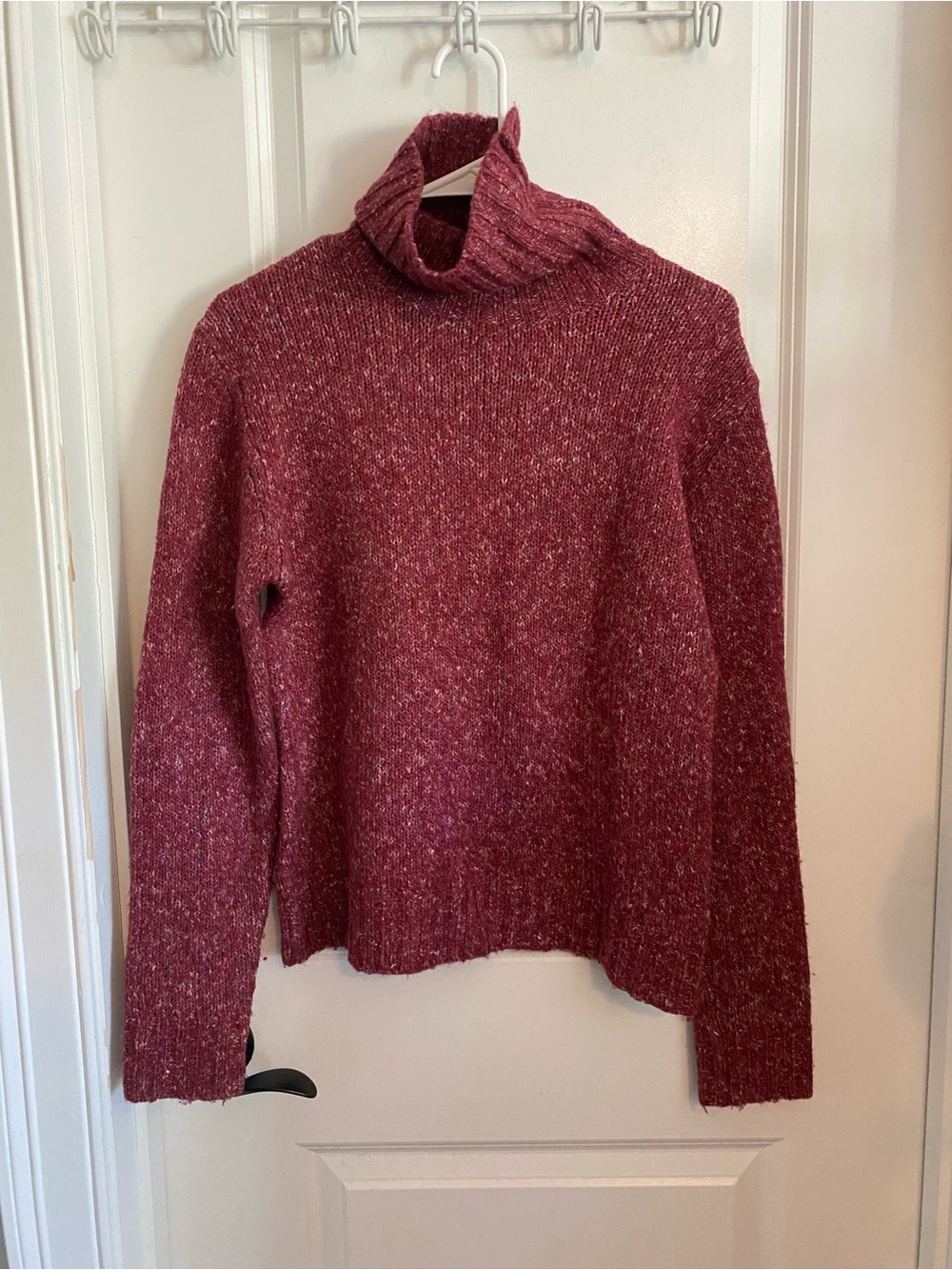L.L. Bean Burgundy Marled Wool Blend Turtleneck Sweater